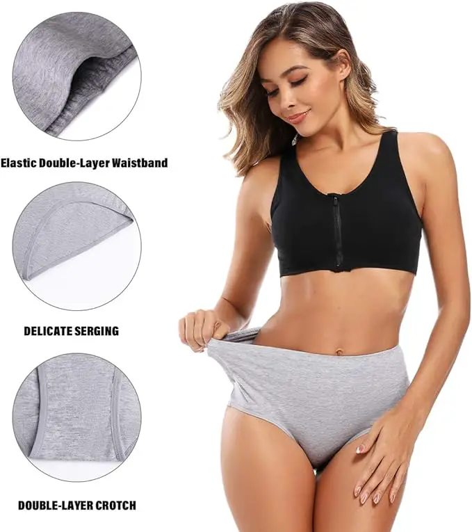 Molasus Women's Cotton Underwear High Waisted Full Coverage Best black cotton underwear for women