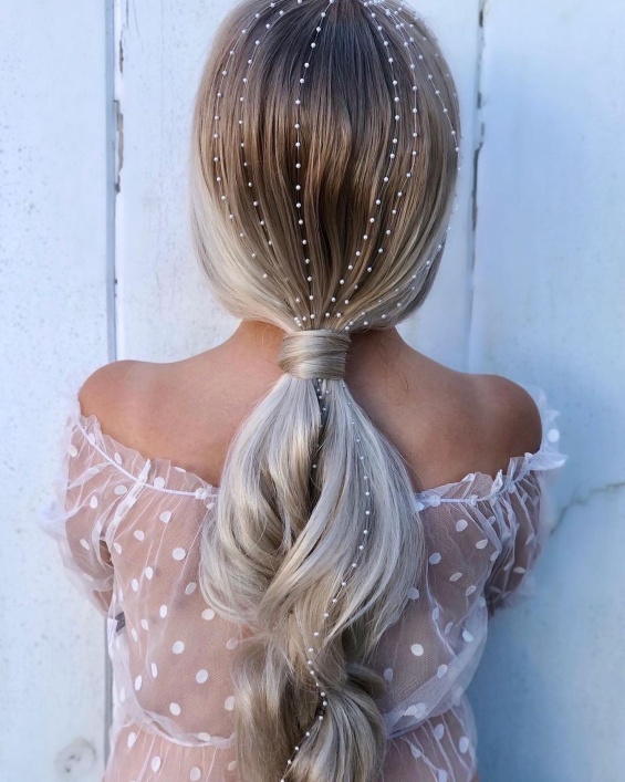 wedding hairstyle with pearls