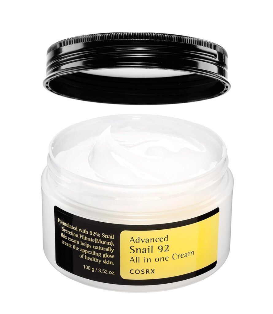 COSRX Snail Mucin 92% Repair Cream, Daily Face Gel Moisturizer for Dry Skin, Acne-prone, Sensitive Skin, Not Tested on Animals, No Parabens, Korean Skincare