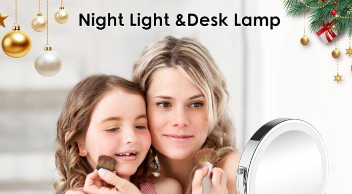 Review of the Lighted Makeup Mirror Double-Sided Magnifying Lighted Lighted Makeup Mirror, 3000 mAh Rechargeable Double Sided Magnifying Mirror with 3 Colors