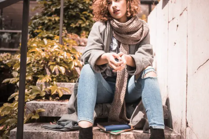 Women wearing Plaid Blanket Scarf