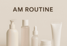 What Order to Apply Skincare AM vs PM Skincare product lineup labeled AM Routine