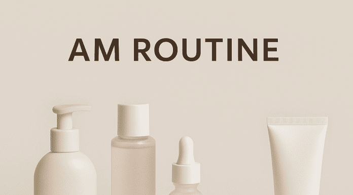 What Order to Apply Skincare AM vs PM Skincare product lineup labeled AM Routine