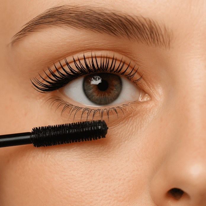 Tubing mascara close-up on lashes
