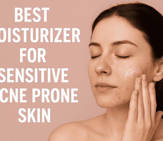 Best Moisturizer for Sensitive Acne Prone Skin: Honest Reviews & Tips Young woman applying moisturizer on acne-prone sensitive skin, demonstrating skincare routine