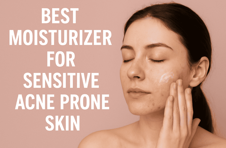 Young woman applying moisturizer on acne-prone sensitive skin, demonstrating skincare routine