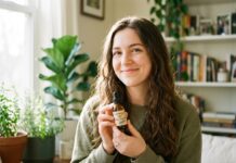 Rosemary Oil for Hair Growth: Does It Really Work? Girl holding Rosemary Oil
